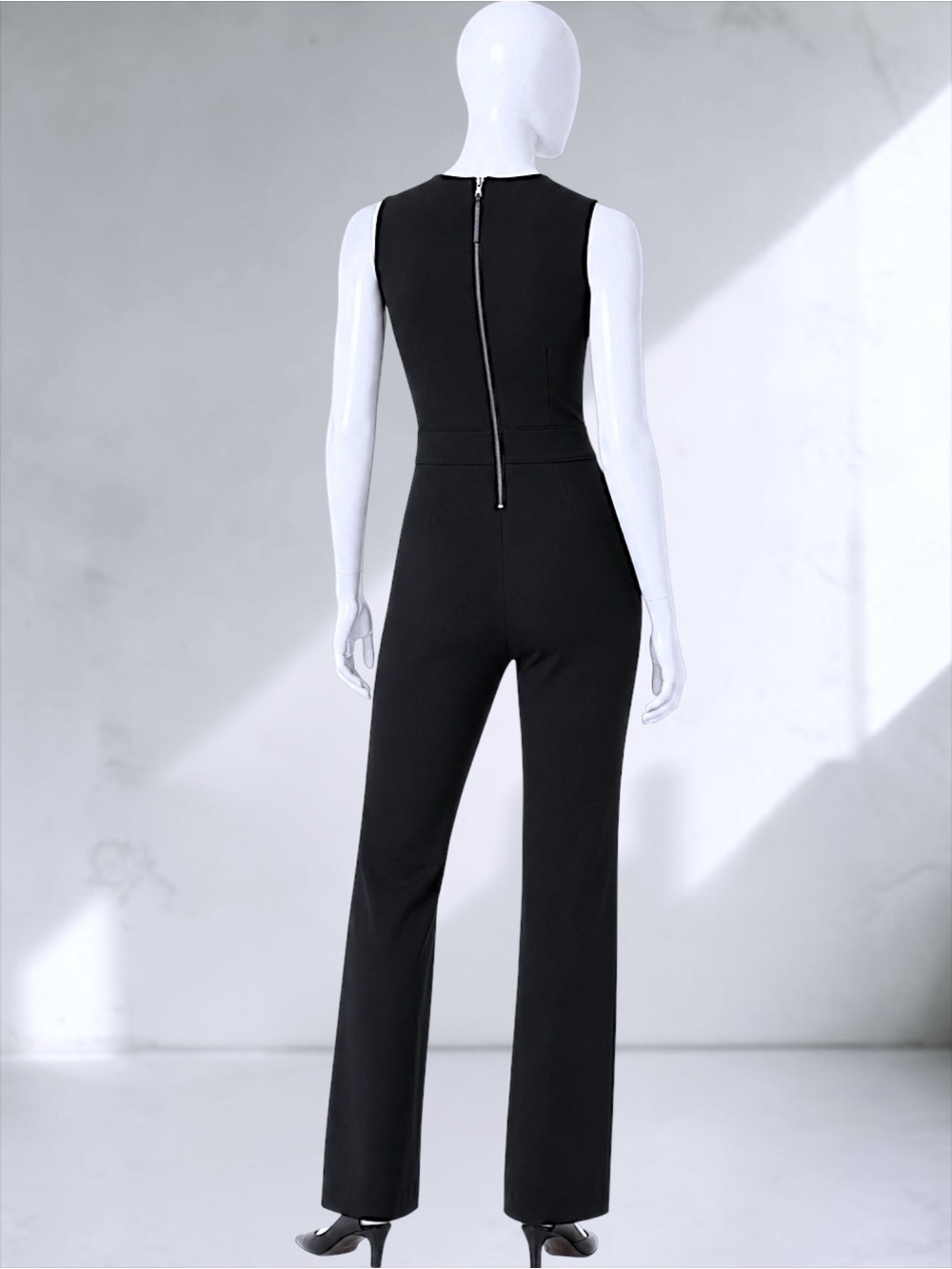 SPANX Black Sleeveless Flare Ponte Jumpsuit – Size L - Picture 8 of 14